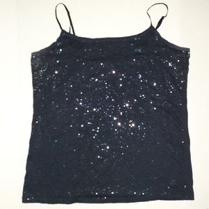 Ann Taylor Navy Blue Sequin Tank Top Sz XL